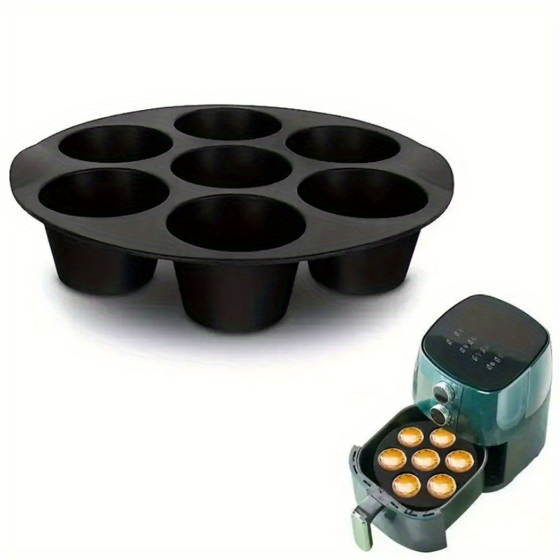 

1pc Silicone Air Fryer Cake Mold, 7-cavity Round Food Grade Baking Pan, Easy Demoulding, Flexible & Stable For Home Party Baking