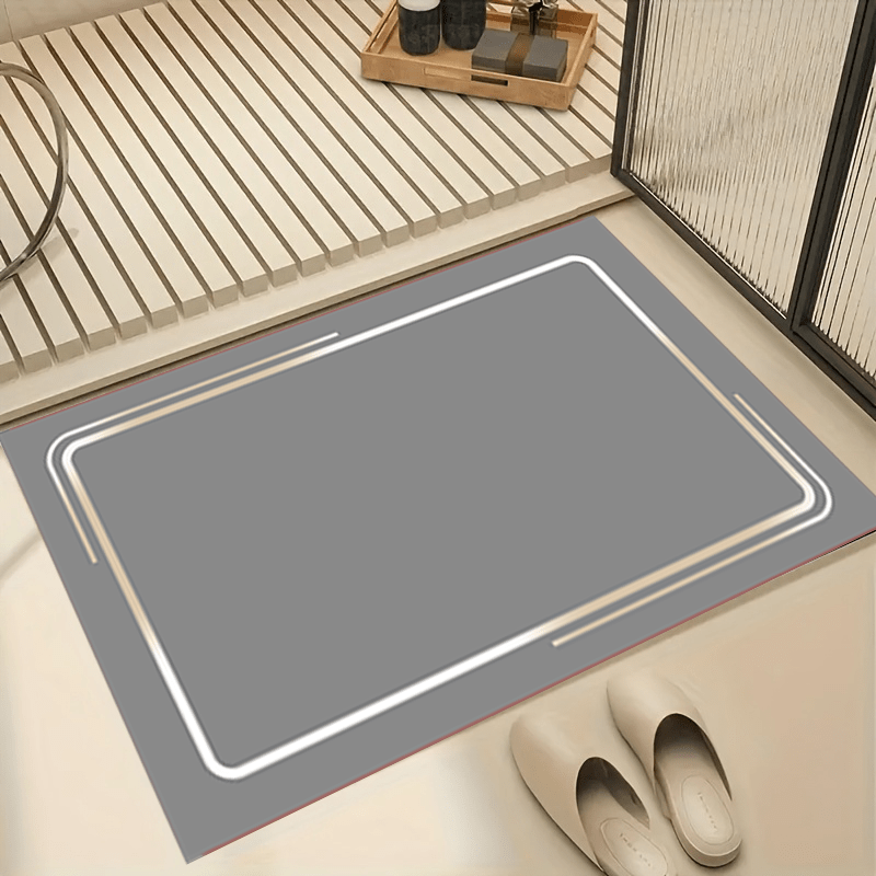 1pc non slip diatomaceous earth mat rectangular anti slip rubber mat with black border 1000g m absorbent machine washable ideal for bathroom   bathroom mat rectangular mat durable mat bathroom floor mat Product details 5