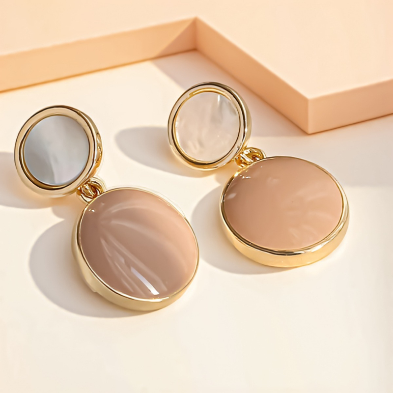 Image of 1 Pair Teenager Drop Earrings, Gentle , Exquisite Double Circular Drop Earrings, Suitable For Daily Wear, Holiday Gift
