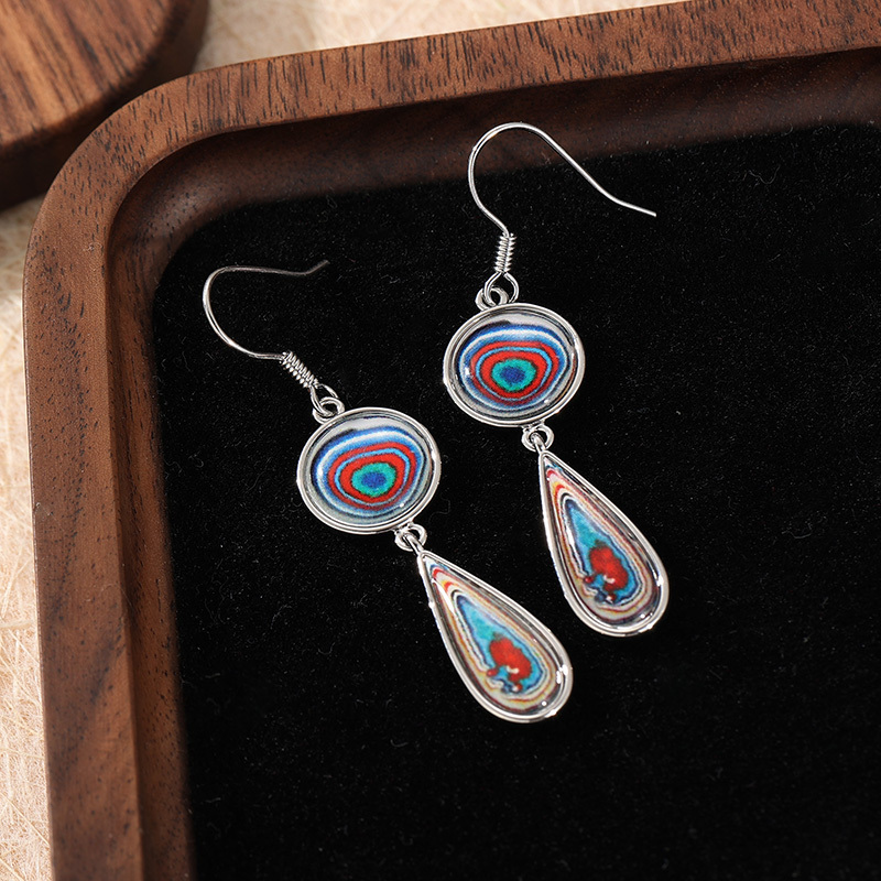 Women's Colorful Resin Teardrop Dangle Earrings, Handmade