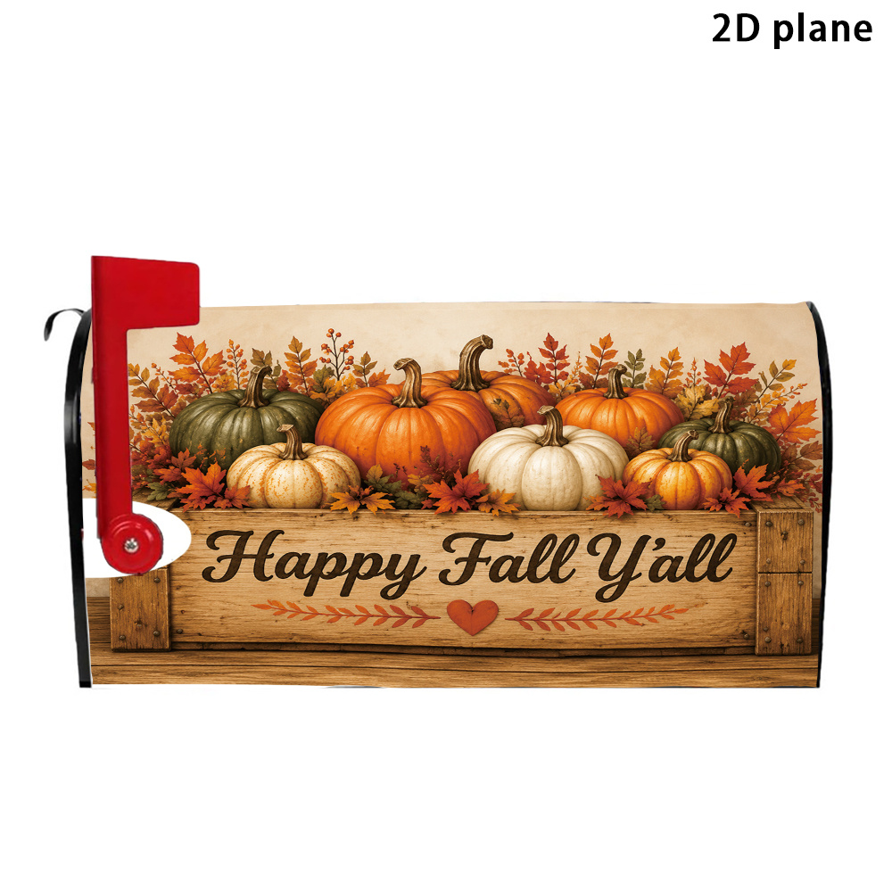 TEMU 1pc Magnetic Mailbox Cover Suitable For Home Garden Outdoor, Autumn-themed Magnetic Mailbox Cover With Standard Size 21x18 Inch, Magnetic Base