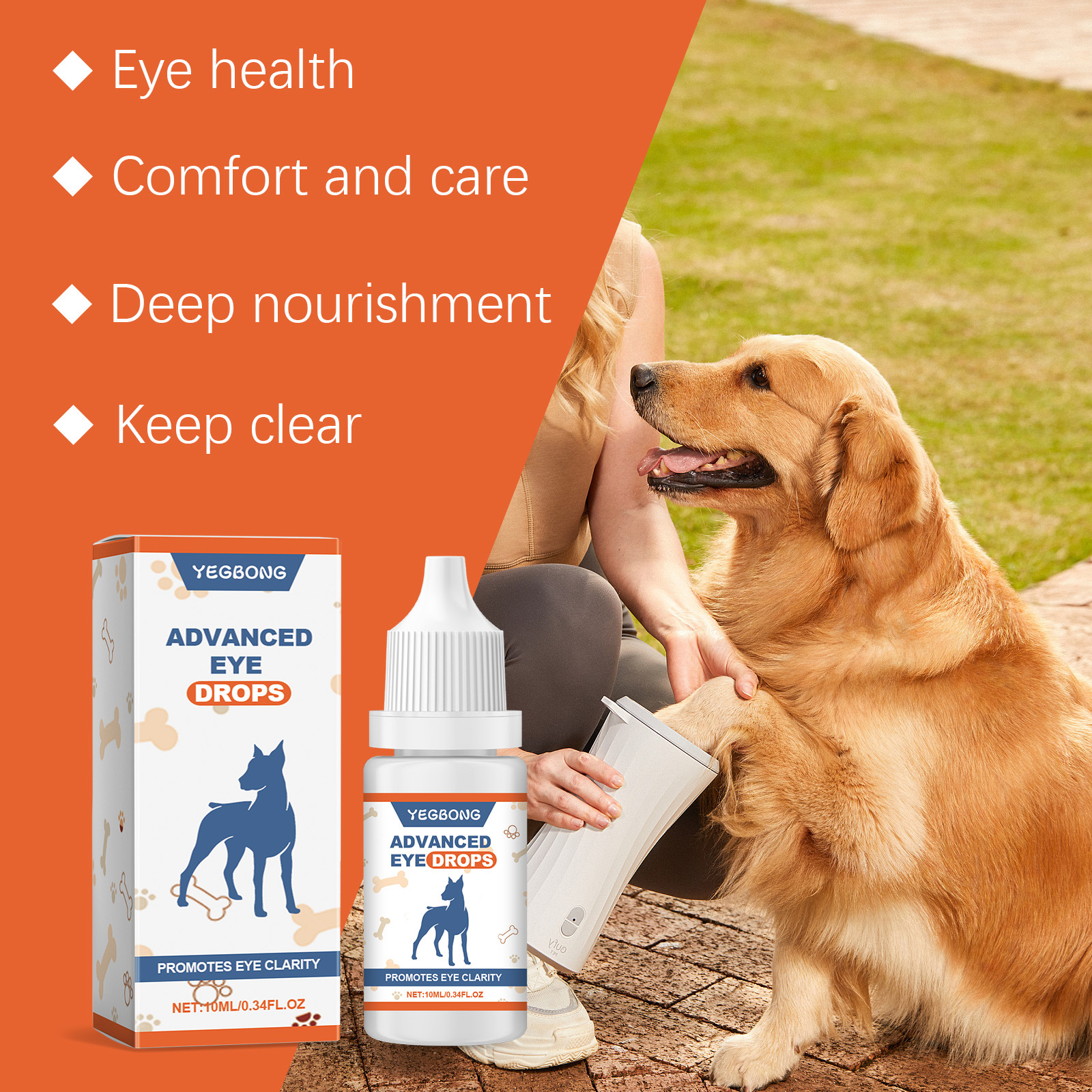 Yegbong Advanced Eye Drops for Dogs, 10ml/0.34fl.oz, Promotes Eye Clarity, Premium Pet Eye Care Solution, Effective Eye Health Support for Canine, High - Quality Dog Eye Drops for Global Pet Owners