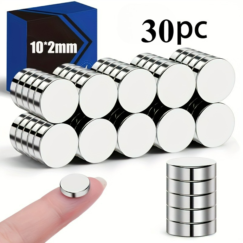 TEMU Lot de 30 aimants ronds 10x2mm - Aimants métalliques durables pour réfrigérateurs, bureaux, boîtes à outils et plus - Idéal pour organiser des