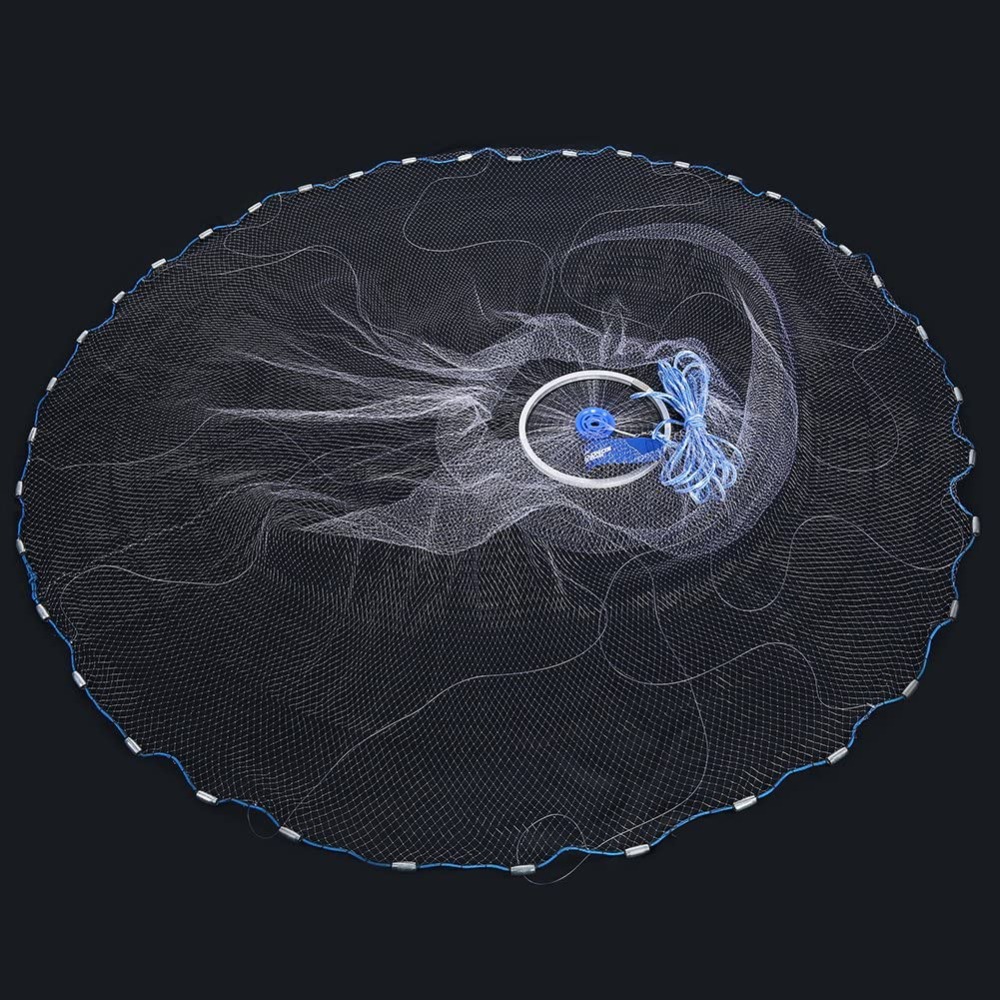1pc 2.4m Utility American Hand Casting Net With Aluminum Ring And Monofilament Line, Heavy Duty Nylon Casting Net For Bait Fishing Outdoor Equipment