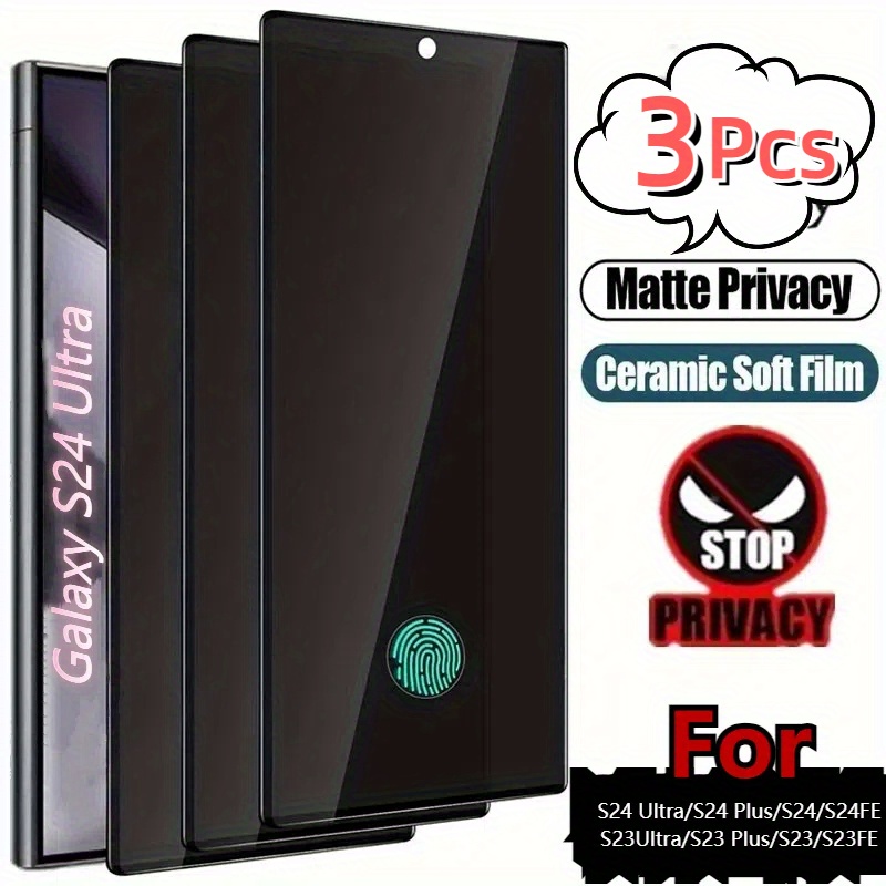 

3-pack Pet Matte Privacy Screen Protectors Compatible With Samsung S24 Ultra/plus/fe And S23 Ultra/plus/fe Models - Full Coverage Anti-spy Film, Oleophobic, Waterproof, Strong Anti-fingerprint,