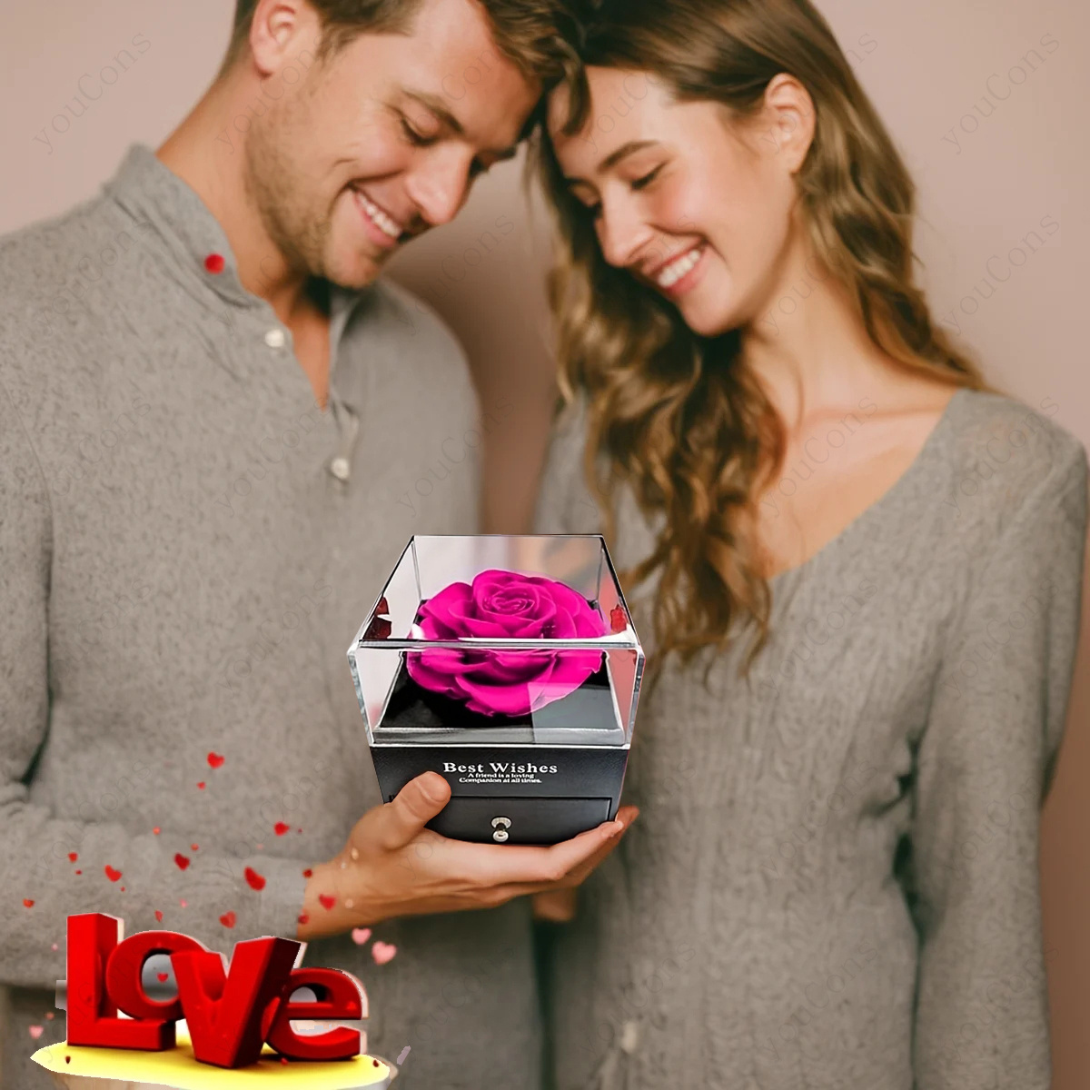 Women's Pink Birthstone Heart Pendant Necklace Gift Set