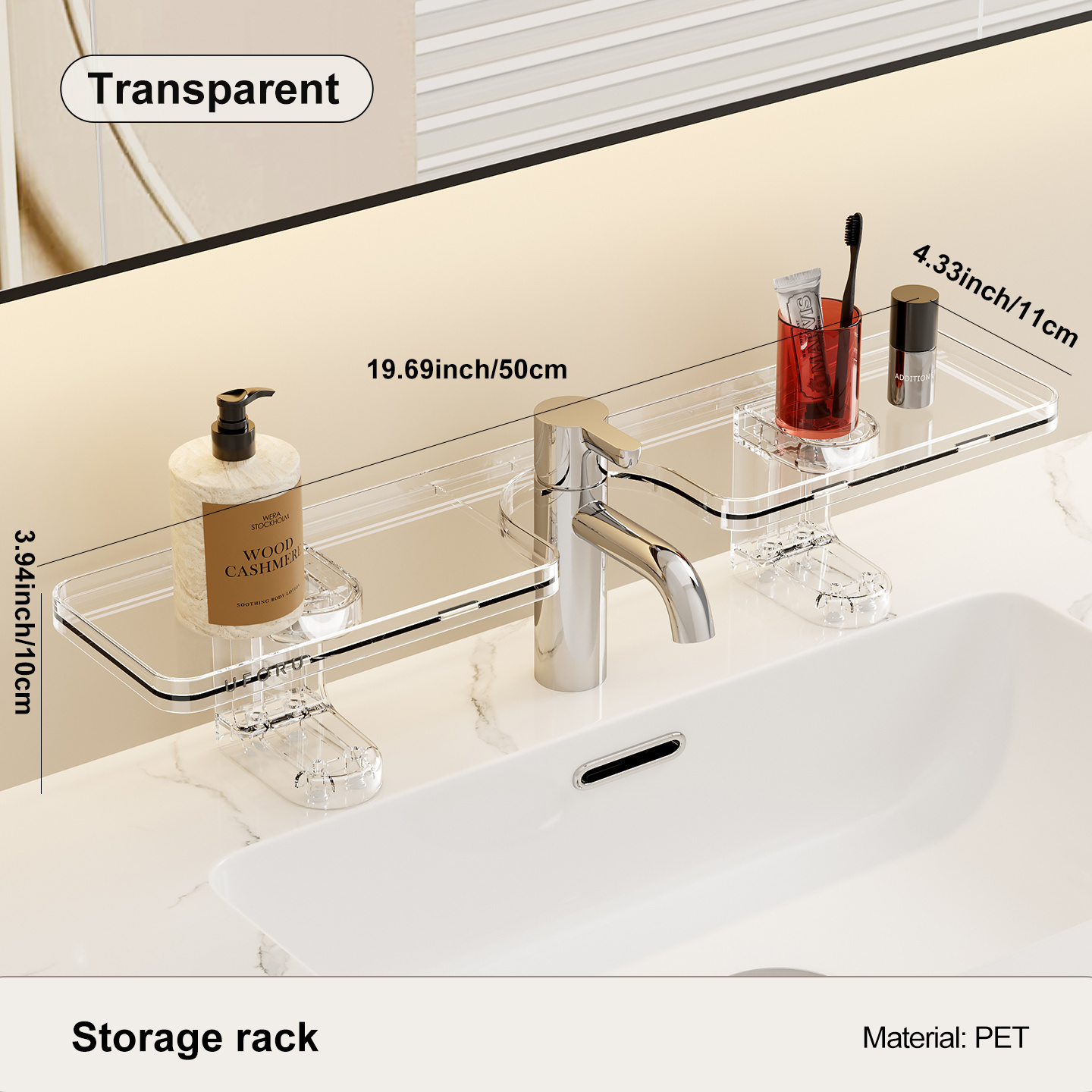 TEMU 1pc Over Sink Faucet Organizer Shelf, Uforu Detachable Bathroom Storage Rack With Strong Load Capacity, Widened Easy For Bathroom Vanity Sink