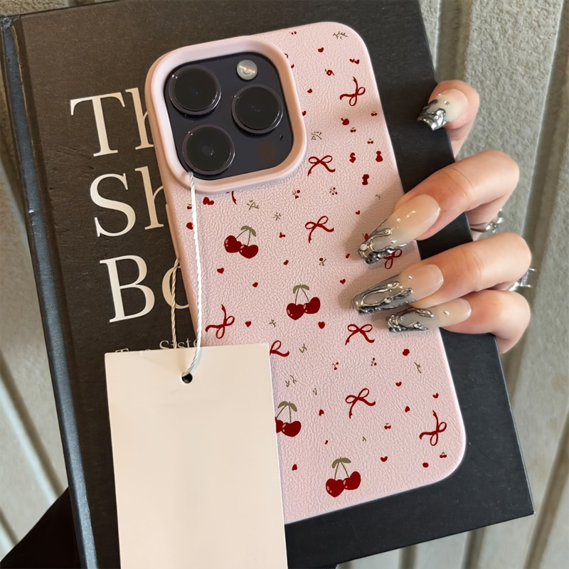 

Simulation Suitable For Iphone16/16plus/16pro/16promax/iphone 15/15pro/15promax, 14promax, 11 Fashion Bow And Cherry Mobile Phone Case, Fashion, Trend