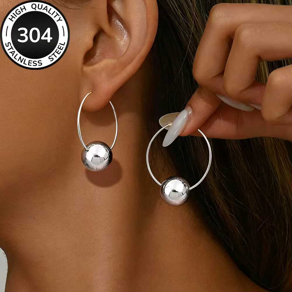 TEMU High-quality Hypoallergenic Stainless Steel Golden Earrings, Fade-resistant, Simple And Elegant, Fashionable Women's Earrings Suitable For Daily