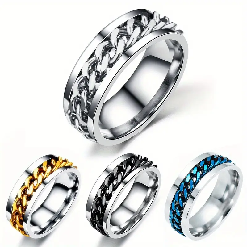 mens rotatable chain ring interchangeable metallic links stackable jewelry for everyday formal wear durable modern ideal gift for him birthday anniversary valentines day year round versatile mens jewelry versatile accessory contemporary style fashionconscious men stylish accessory sturdy construction fashion enthusiasts Product details 0