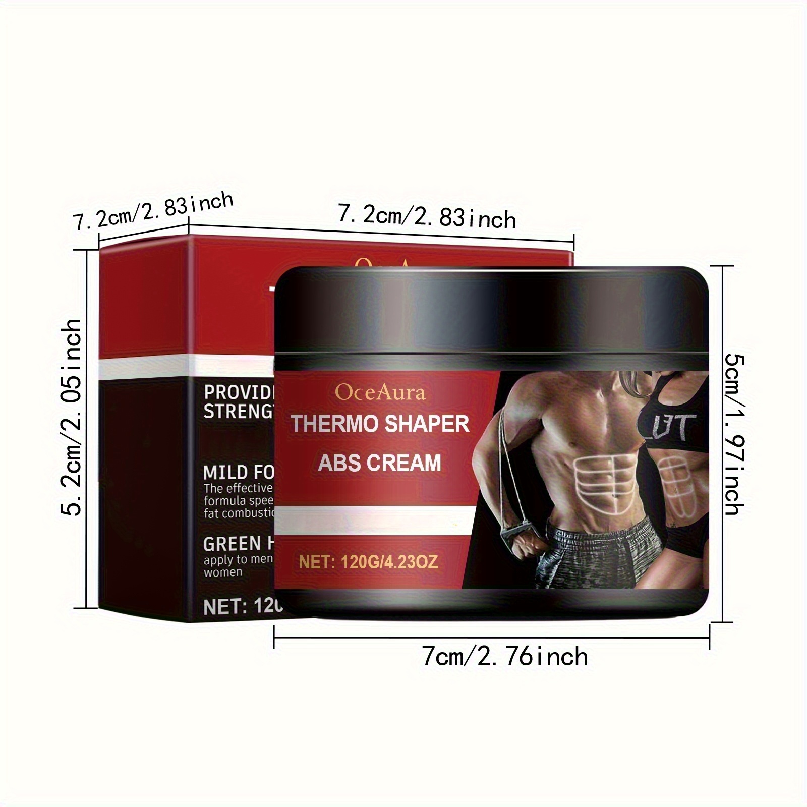 Thermogenic Body Massage Cream for Men & Women - Tightens & Moisturizes Light Beige on Belly, Thighs, Buttocks, Arms - All Light Beige Types, Gym & Post-Workout Use