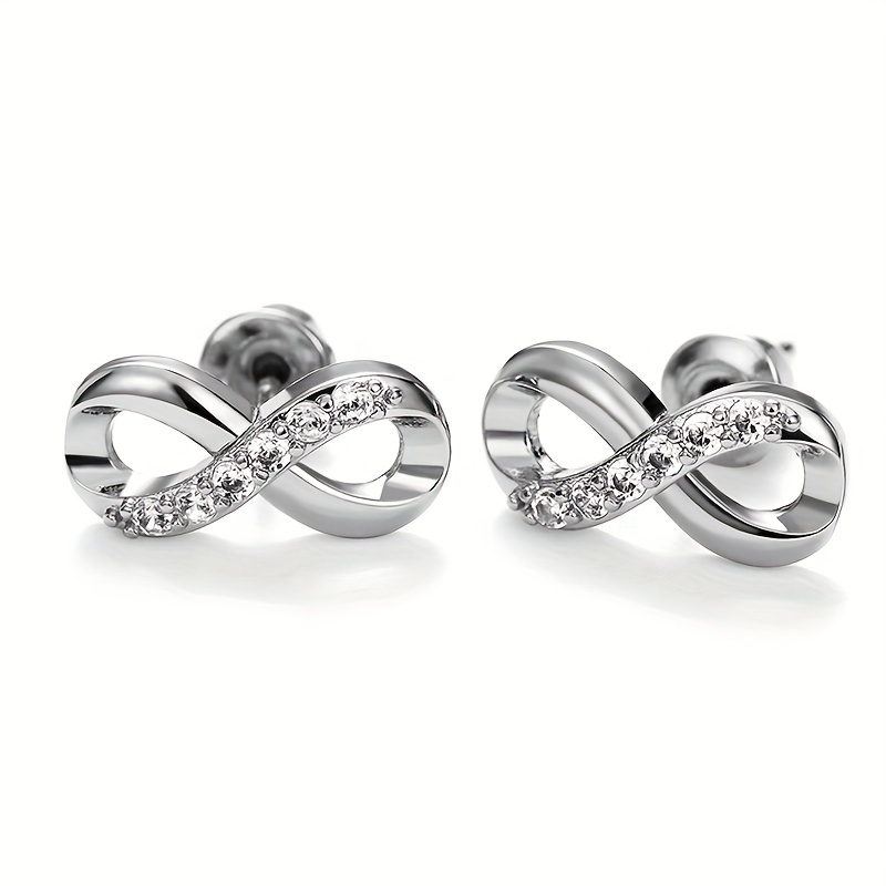 E-shop Elegante Infinity-Ohrringe mit Zirkonia-Einlegearbeiten für Damen, Valentinstag, Party, , lässig, Festival, modische Schmuckstücke