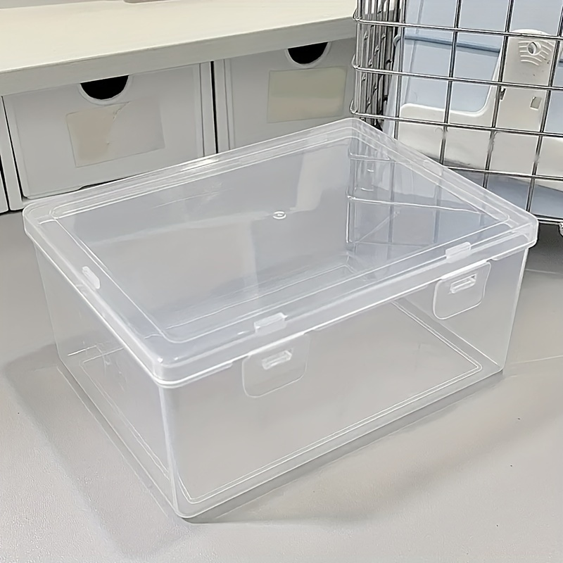 

3-pack Modern Transparent Pp Storage Boxes With Hinged - Dust-proof Large Capacity Organizer For Office And School Supplies, Baskets, Bins & Containers For