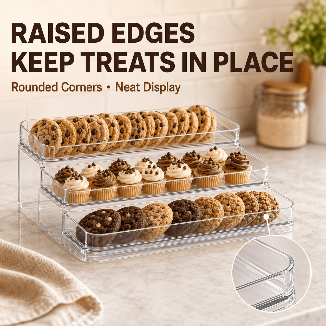 TEMU 3-tier Acrylic Cupcake Stand For , Brownies, Macarons And Mini Cakes, Transparent Dessert Table Display Riser For Birthdays, Bakeries And Coffee