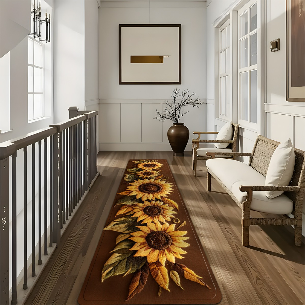 TEMU 1 tappeto runner con motivo a girasoli in stile , un tappeto a striscia, tappetino da bagno, runner antiscivolo, tappetino da comodino e ,