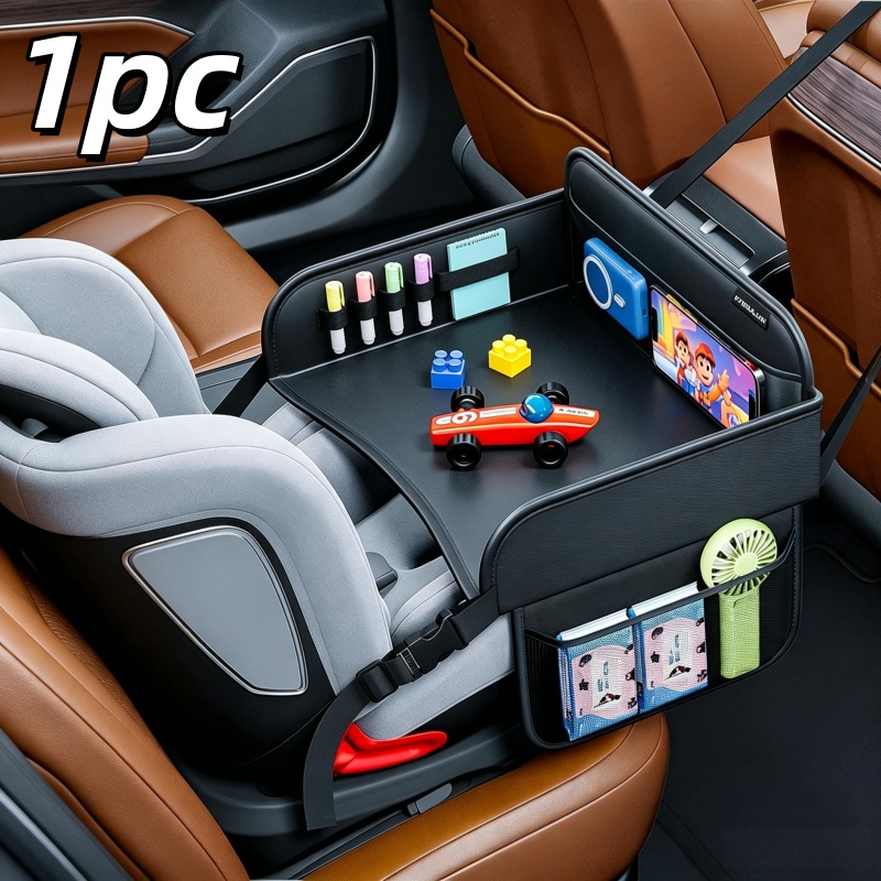 1/2pcs Universal Car Back Seat Organizer Tray with Multi-Pocket Storage, Waterproof PU Leather Travel Desk for Snacks, Stationery & Devices, Car Interior Accessory for Road Trips & Daily Commutes