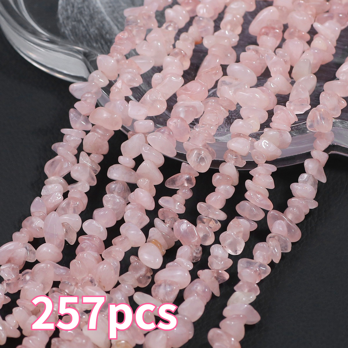 TEMU 5-8mm . 257pcs Rose Quartz Irregular Stone Loose Beads Jewelry Making Spacer Beads, Suitable For Earring Additions, Bracelets, Necklaces,