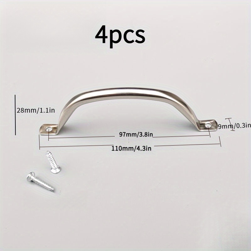 TEMU 4pcs With Screws, Stainless Steel Handle, Cutting Board Handle, Drawer Cabinet Wardrobe Door Bow Shaped Round Tube Handle