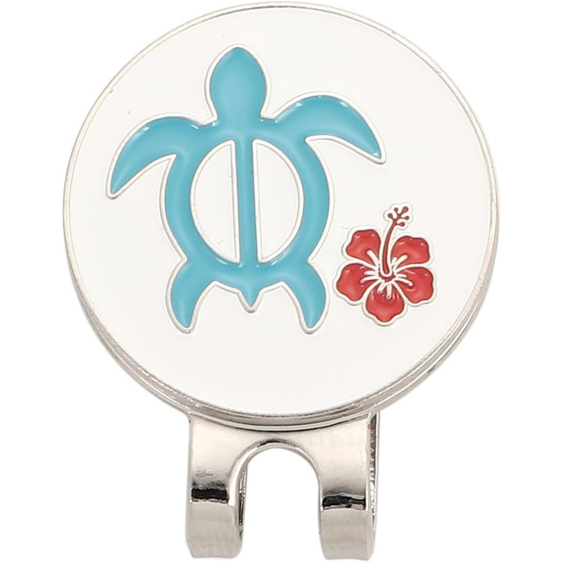 TEMU Golf Marker Magnetic Hat Clip Sea Turtle Hibiscus Hawaiian Design 1.0 Inches (25 Mm) Competition Gift