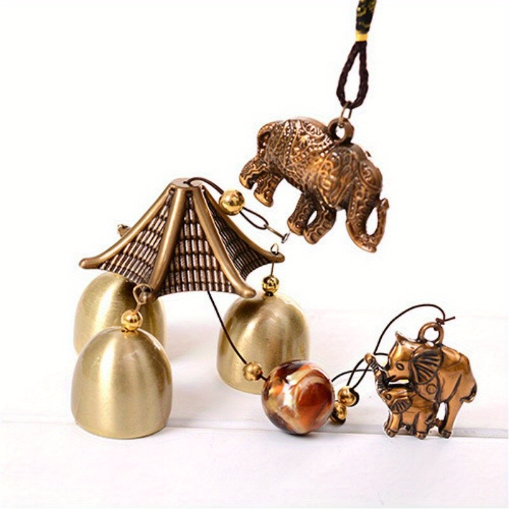 Image of Antique Copper Metal Wind Chimes For Garden Decoration, Oriental Outdoor Yard Living Accent