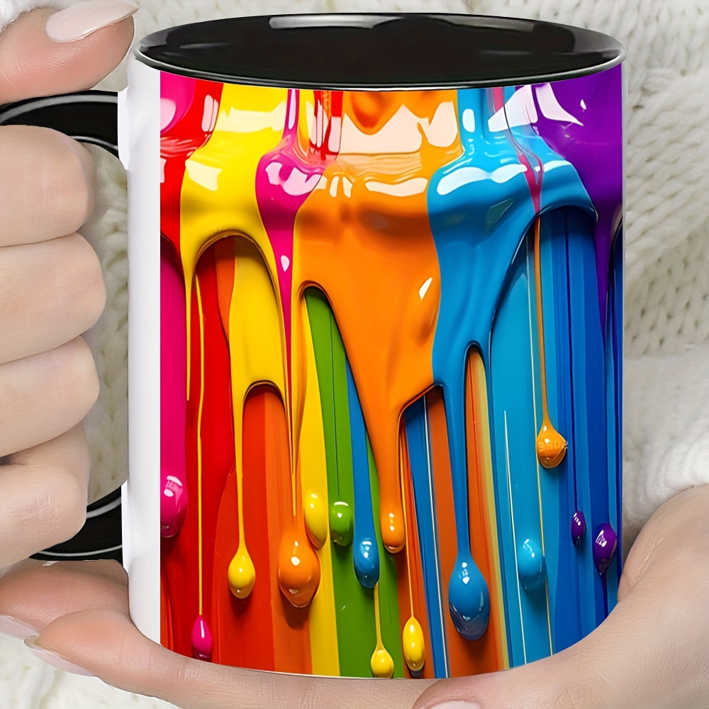 1pc Vibrant 3d Print Ceramic Coffee Mug With Colorful - Dishwasher Safe Reusable Cup For Drinks, Use, Perfect Gift For , Gift Coffee Mug | Vibrant Mug Design | Durable Ceramic, Coffee Cup