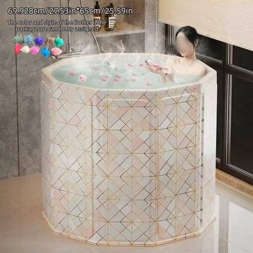 pink and white round bathtub the bath essential the tub has a capacity of thickened material for added stability and is and store no structure required