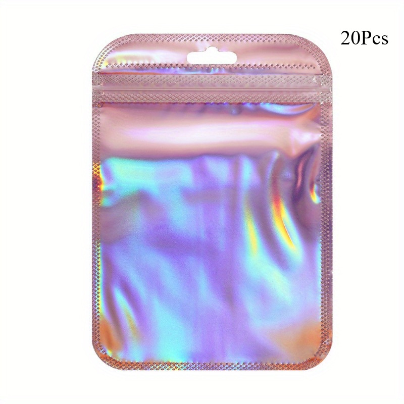 TEMU 20 stuks/pak Iridescent Zakken Transparante Laser Verdikte Plastic Seal Zakken voor Sieraden Oorbellen Hangers Display Handwerk