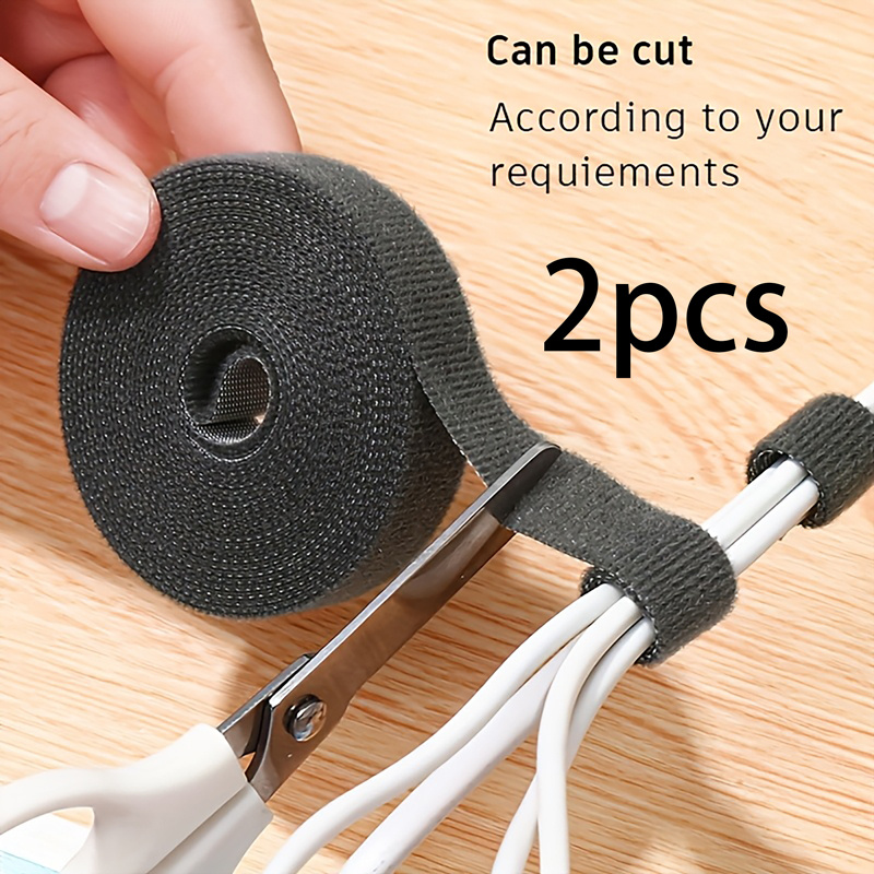 TEMU 2pcs 6 Colors Available 5 Meters Self-adhesive Straps, Cuttable Strong Adhesive Cable Organizer, Home Data Cable Wire Storage Fastening Straps