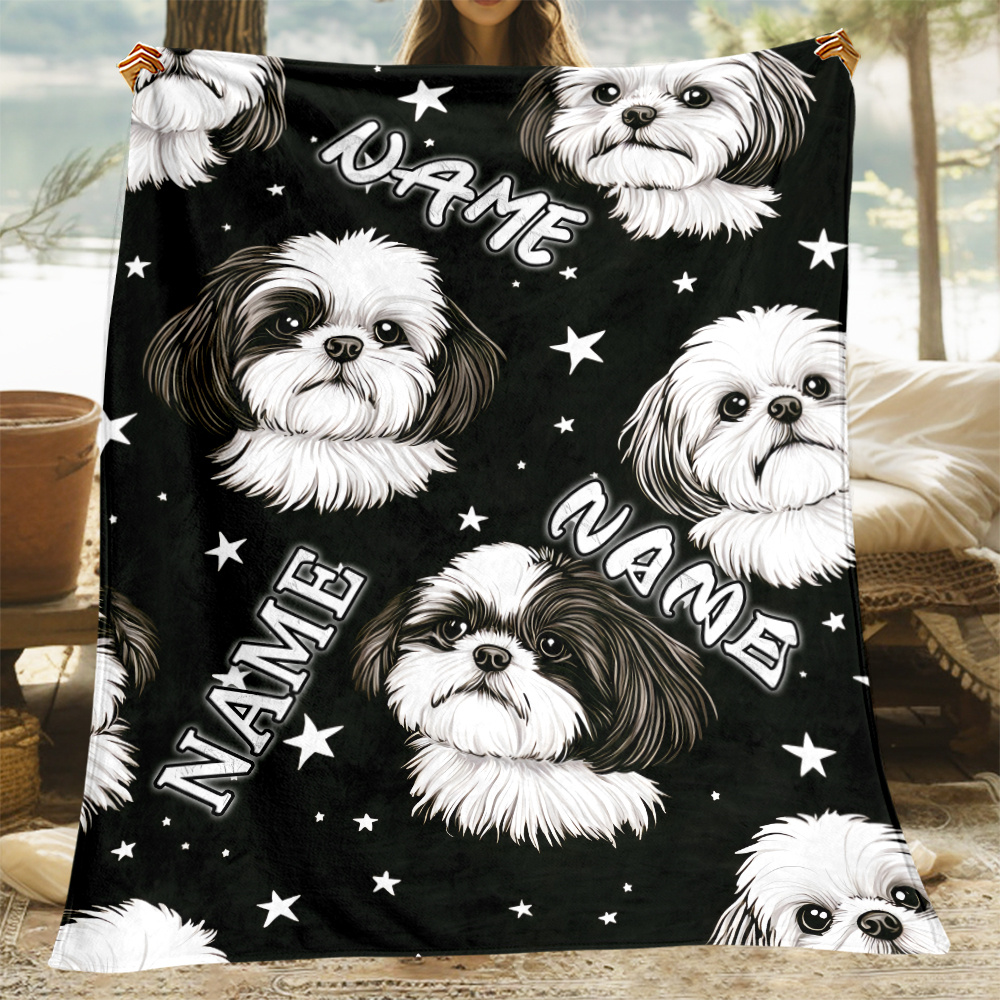 

Personalized Shih Tzu Dog Blanket - Soft, Warm Flannel Throw With Custom Name/text - Perfect Gift For Pet Lovers - Ideal For Sofa, Bedroom, , Cute Blanket