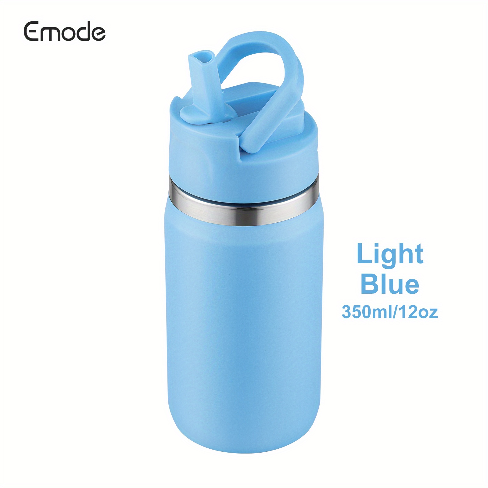 Image of 1pc Emode 1pc 1pcs-piece 12oz/350ml Stainless Steel - Insulated Water Suitable For Hot/ Drinks, Leakproof With Straw, Lid & Handle, For, Office, Travel, Gym, Outdoor Activities