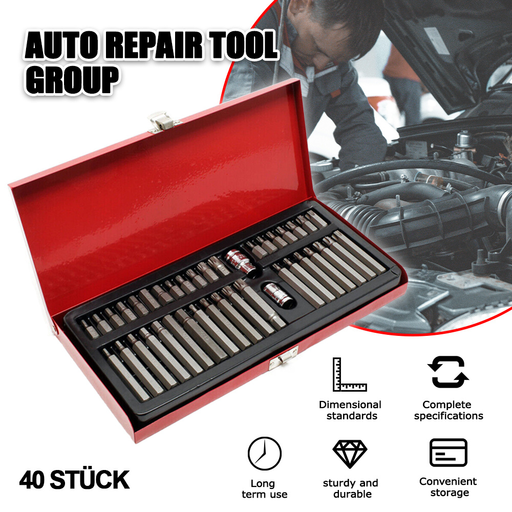 40-Piece Hexagonal Auto Repair Tool Set with Screwdrivers
