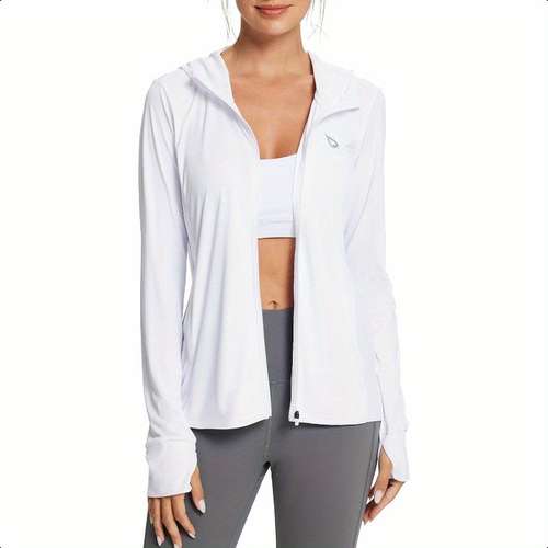 UV Protection Workout Top Women's UPF 50 Rash Guard Hoodie - Long