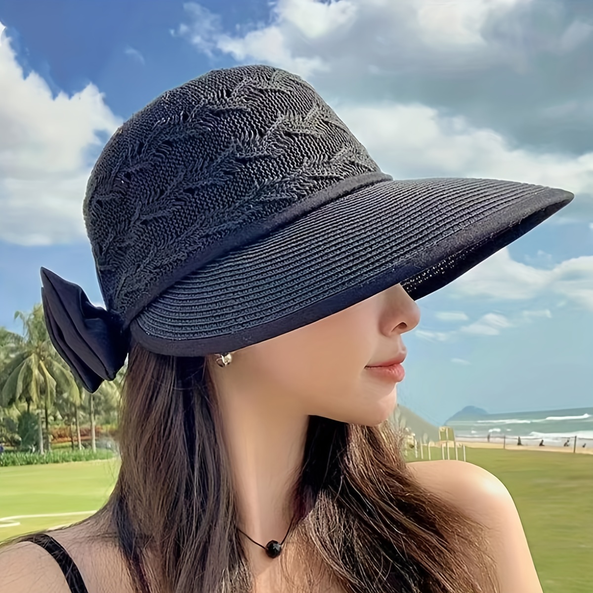 TEMU 1pc/10pcs Women's Wide Brim Straw Bow Sun Hat- Breathable , Foldable Summer Beach Hat, Fashionable And Lightweight Outdoor Travel Accessories,