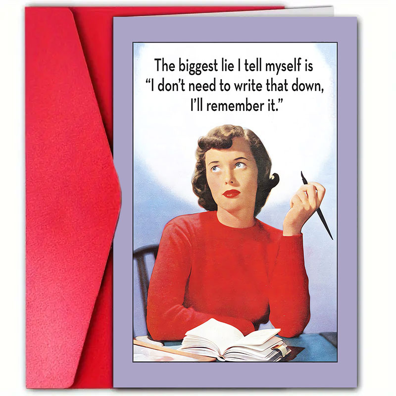 

1pc Humorous Birthday Card With Envelope, 12cm*18cm - "the Biggest Lie I " Quote, , Ideal For Family, Friends, , Unique Small Business Thank You Greeting