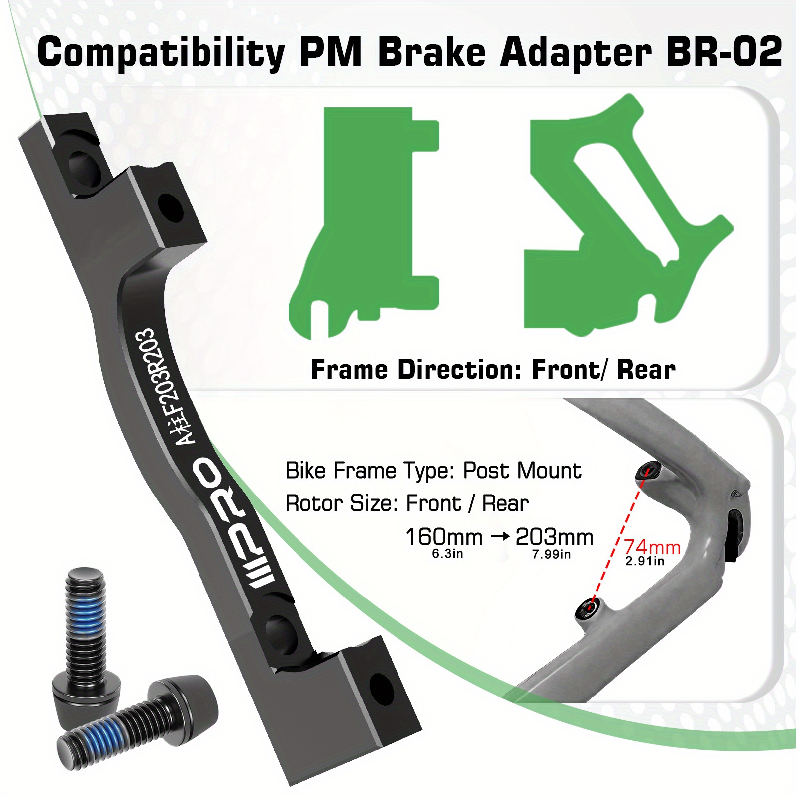 TEMU Adaptador de Freno para Bicicleta IIIPRO 160 180 203, Convertidor de Freno de Disco Duradero, Adaptador de Pinza de Freno PM IS, Accesorios para