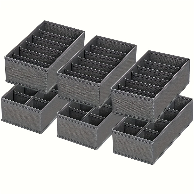 6-Pack Foldable Open Drawer Storage Boxes for Underwear & Socks