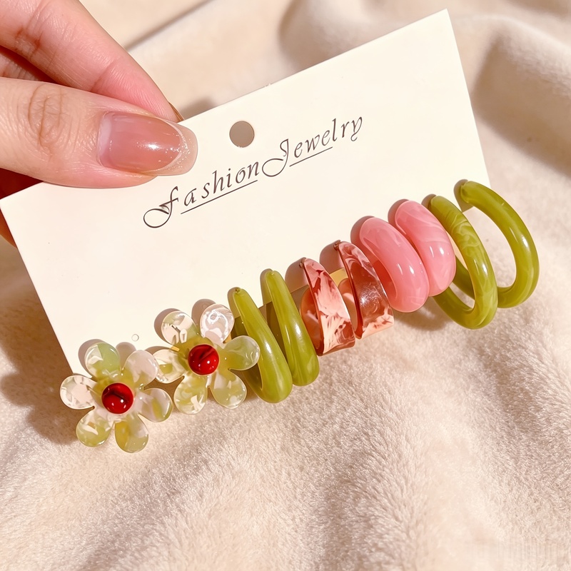 5-10 Pairs Fashionable Multi-Color Women's Earring Sets