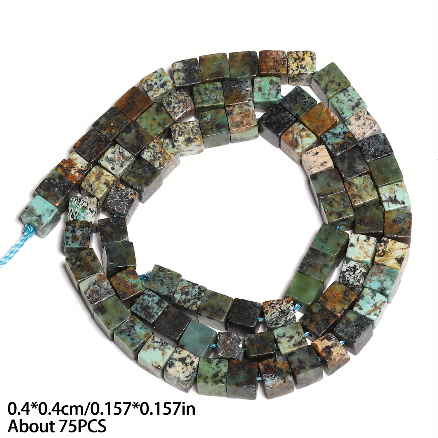 E-shop 4x4mm Natursteinwürfel Afrikanische Türkis Quadrat Lose Spacer Perlen für Schmuckherstellung DIY Einzigartige Armbänder Halsketten Ohrringe