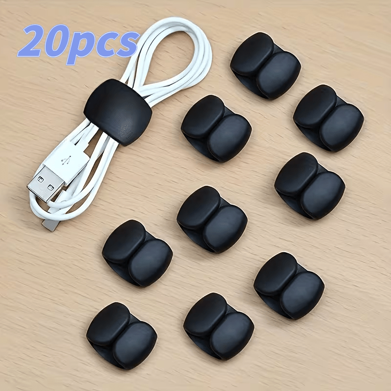 TEMU 20pcs Random Color Cable Organizer Clips, Sturdy Plastic Wire Holder, Cord , Prevent Tangling For Charging Cables, Earphones, Earbuds, Portable