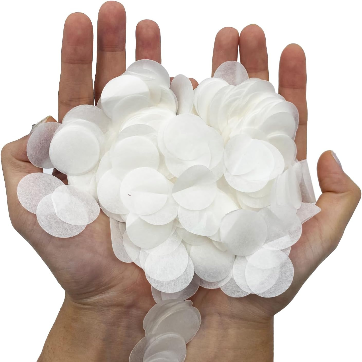 Image of 2600pcs White Round Wedding Confetti - Touch Sequins For Balloon Filling, Table Decoration, Christmas, New Year's Eve, Baptisms And Photo Backgrounds (2.5 Cm Sequins)