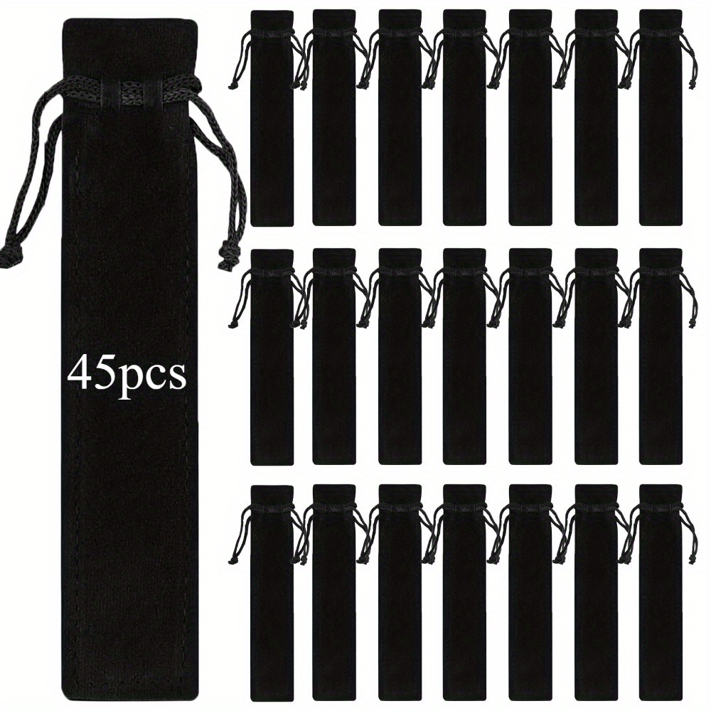 TEMU 45 pz Astuccio Portamatite in Velluto con Cordoncino, Sacchetto Regalo a Scomparto Singolo per Penne, Custodia Resistente, Organizzatore e