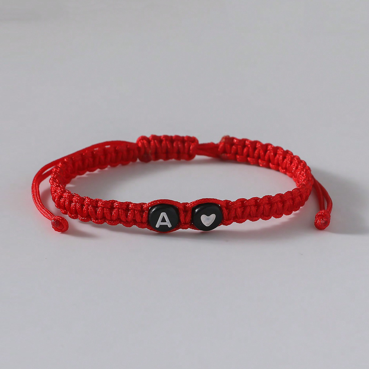 Round Peach Heart Couple Bracelet with 26 Letters