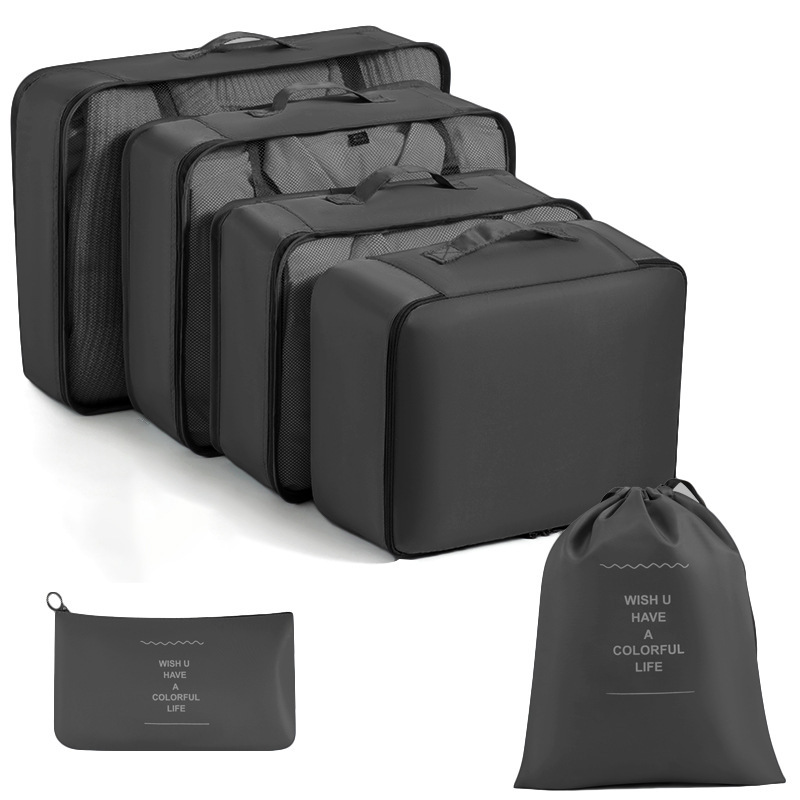 TEMU 6pcs Travel Storage Bag Set, Including Travel Luggage Storage Bags, Laundry Bags, And Suitcase Storage Bags, With Packaging Design, Suitable For