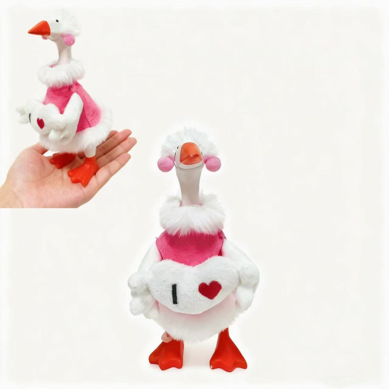 TEMU Valentine's Day Desktop Goose Outfit - Heart-themed Additions, Home Desktop Decor, Valentine's Day Decor, Holiday Party Decor, Fits 7-inch Mini