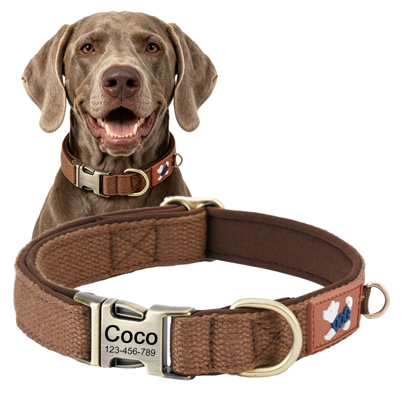 TEMU 1 Hondenriem in vintage-stijl, slijtvast en duurzaam. Geschikt voor Labrador Retrievers, Herdershonden, Dobermanns, Bulldogs, Wolfhonden,