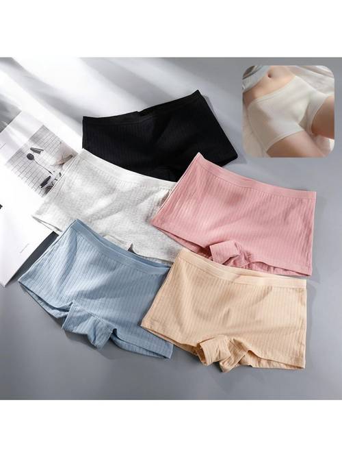 new womens anti slip safety pants 2 in 1 pure seamless panty for women waist high elastic solid color boxer briefs breathable safety pants ladies soft underwear insurance base four shorts dress underwear