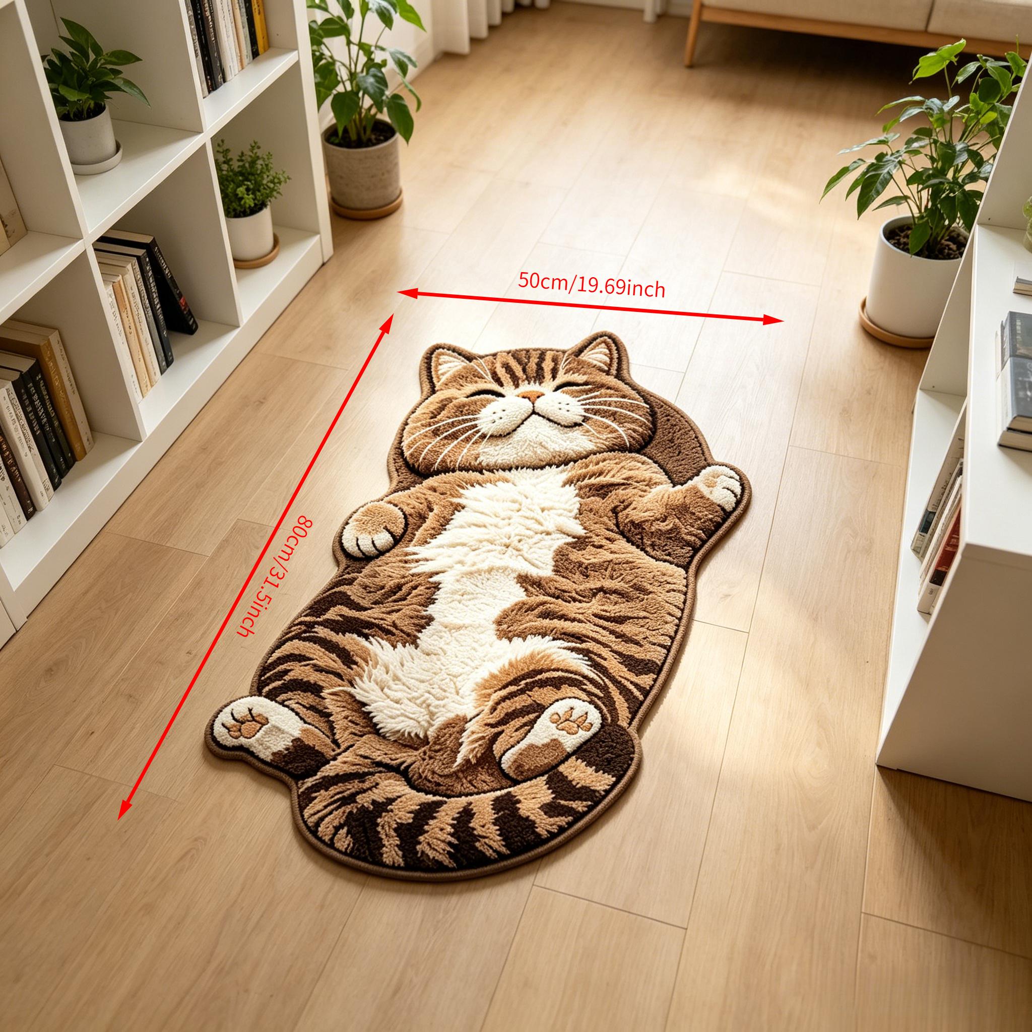 TEMU [2d Flat Printing] Velvet - A Cute Tiger-spotted Cat-themed Unique Carpet For A Fashionable And Fun Living Room Or Bedroom Corner Carpet. A Home