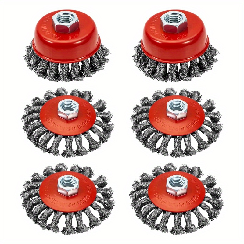 E-shop 6-teiliges Set Drahtscheiben für Winkelschleifer, Schleifscheiben, Winkelschleifer-Draht, Drahtscheiben, 4 1/2-Zoll-Schleiferzubehör 4-Zoll-