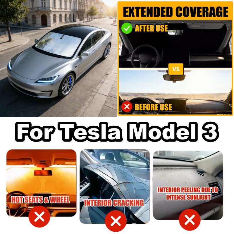 TEMU A Summer Sunshade For The For Model 3, Designed For Heat Insulation And Glare Protection, Blocking 99% Of Light And , Reducing The Interior