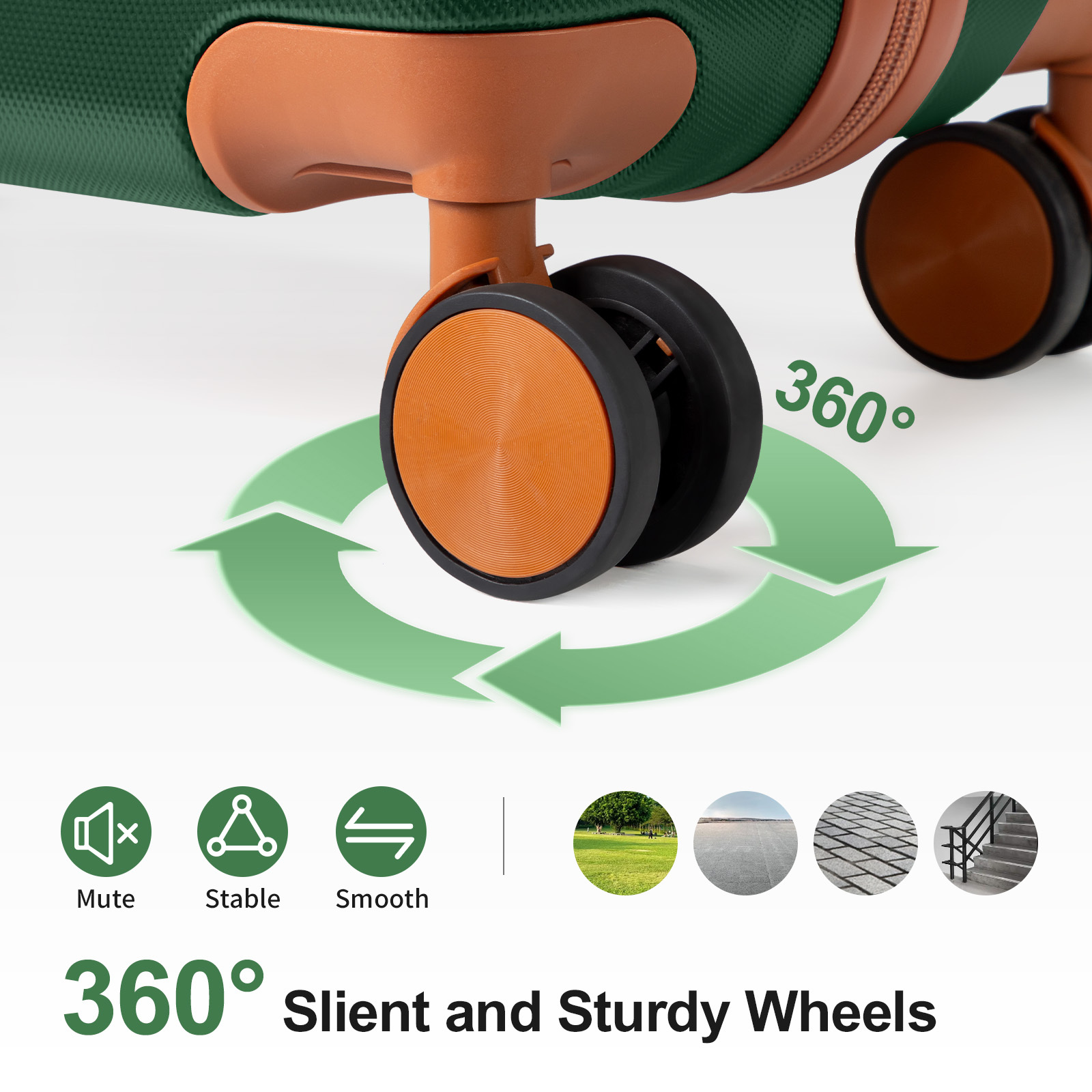 3pcs Hard Shell ABS Suitcase Set with Spinner Wheels